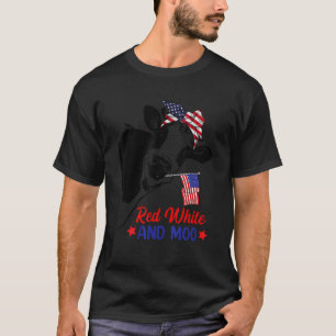 T-shirt Vachette Patriote Rouge Blanc Et Moo Fête Du 4 Jui