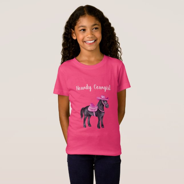 T-Shirt Vachette Rose Howdy Cheval (Devant entier)