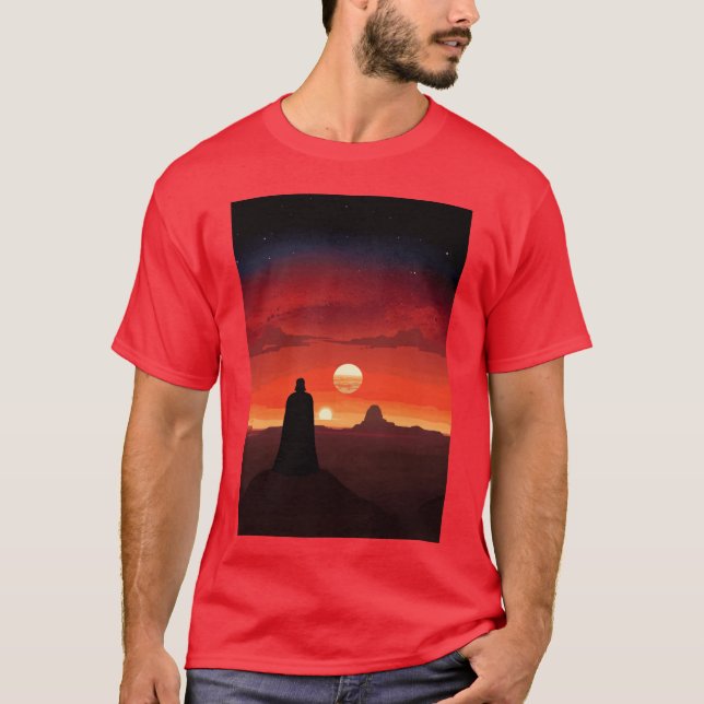 T-shirt Vader Binary Sunset vintage retro (Devant)