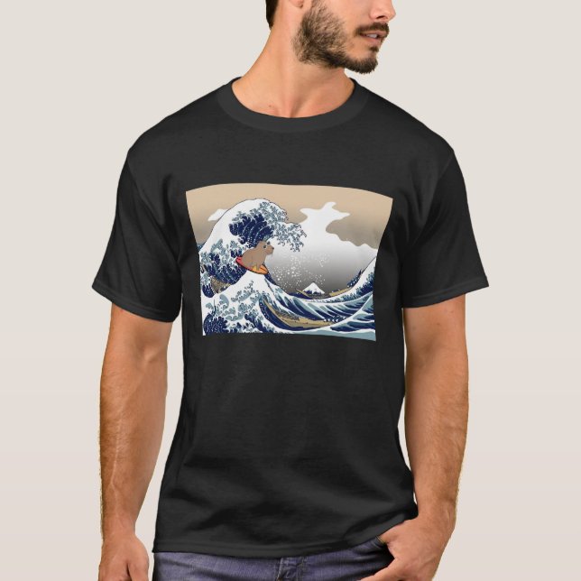 T-shirt Vague Capybara Surfing Rodent Animal (Devant)