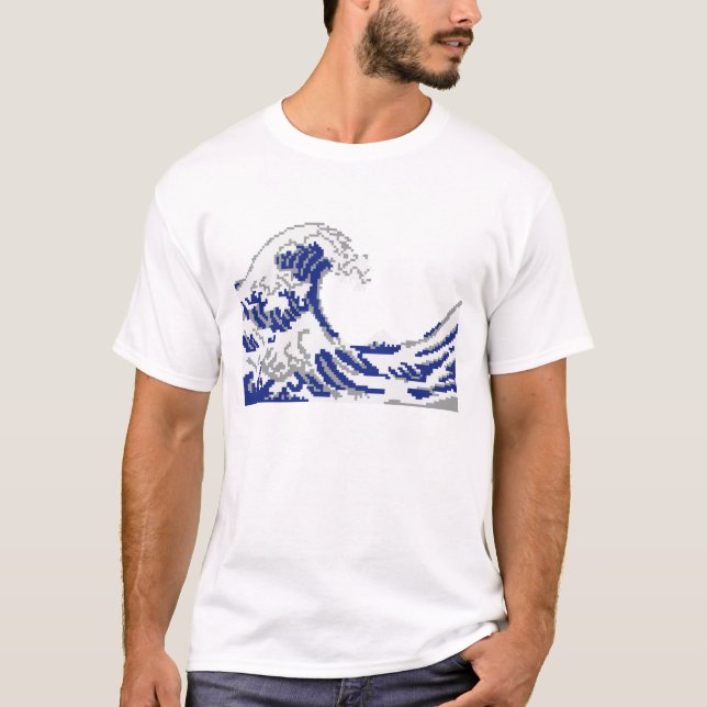 T-shirt Vague d'art de pixel grande (Devant)