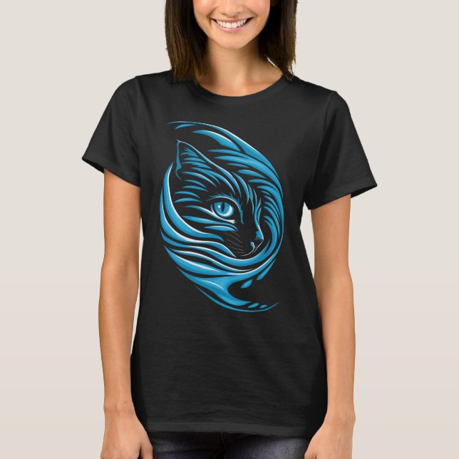 T-shirt Vague De Chat Bleu Pour Kamala 47 Drôle Chat Dames (Devant)