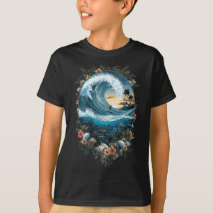 T-shirt Vague de mer estivale Surfant sur la plage tropica