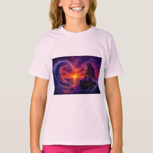 T-shirt Vague de sirène mystique Fantaisie Coucher de sole