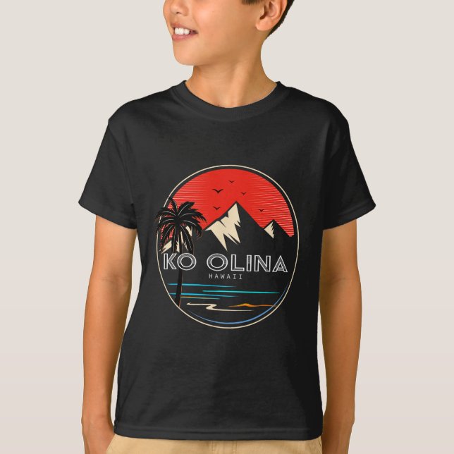 T-shirt Vague de surf rétro Hawaï Ko Olina  (Devant)