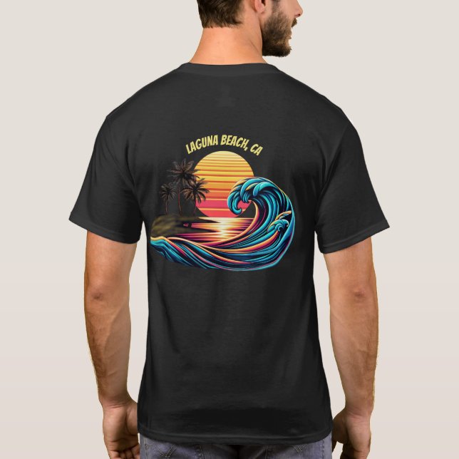 T-shirt Vague de Surf rétro Sunset (Dos)