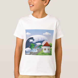 T-shirt Vague de tsunami frappant une route côtière tempêt