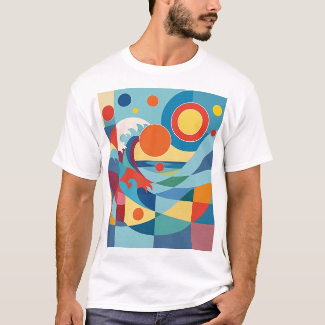 T-shirt Vague océane au lever du soleil (Devant)