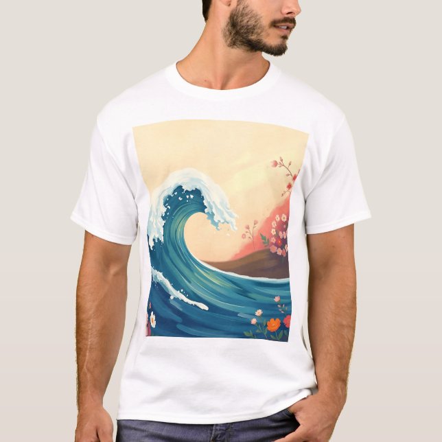T-shirt Vague océanique impressionniste (Devant)