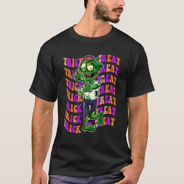 T-shirt Vague Rétro Zombie Halloween (Devant)