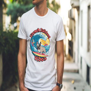 T-shirt Vague tropicale française de Bulldog Surfing