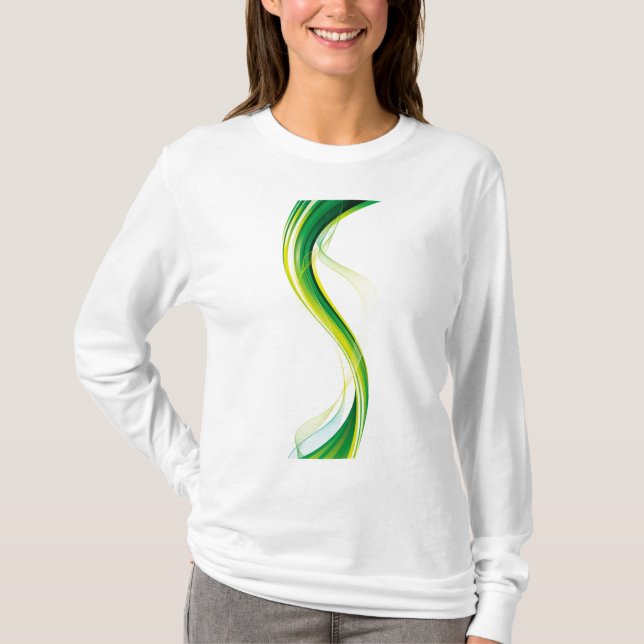 T-shirt Vague Verticale Verte Résumé Design-34534 (Devant)