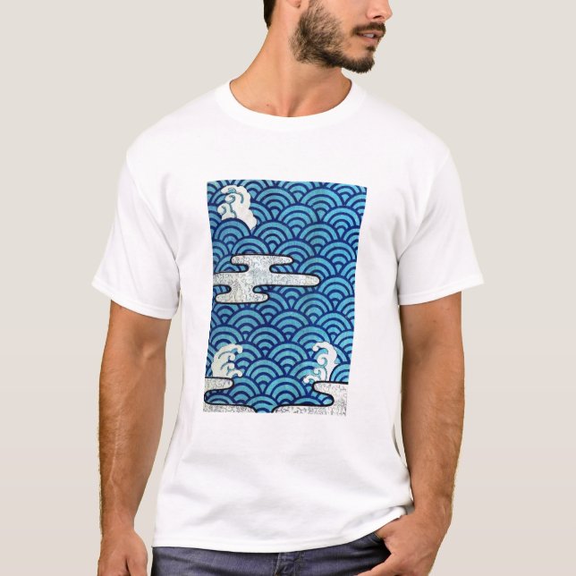 T-shirt Vague vintage et nuage (Devant)