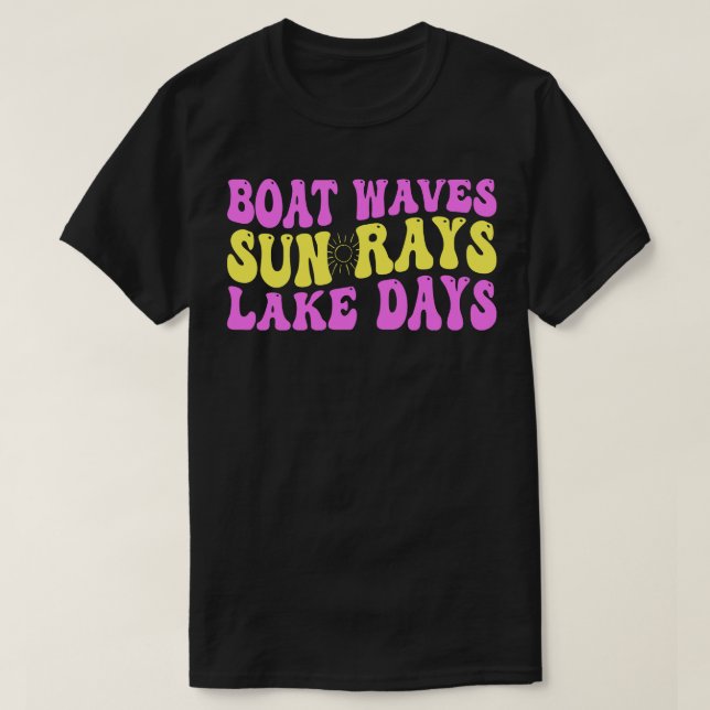 T-shirt vagues de bateau soleil jours du lac (Design devant)