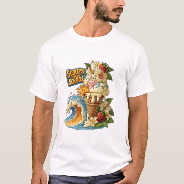 T-shirt Vagues de crème glacée tropicale avant l'école (Devant)