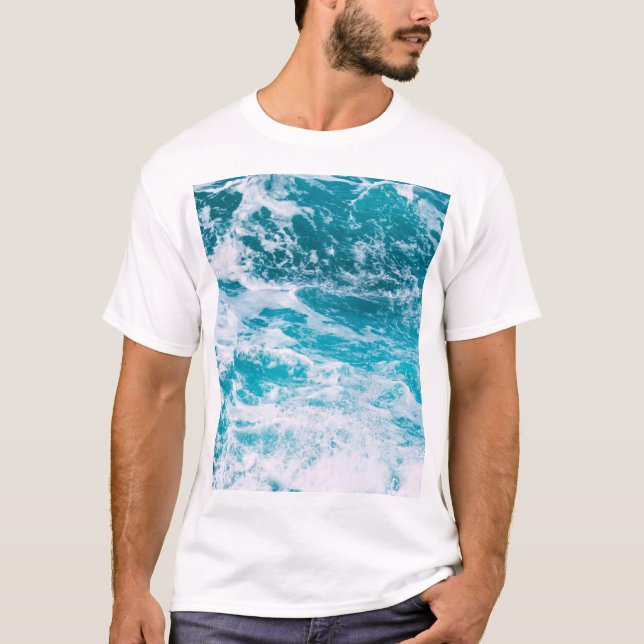 T-shirt Vagues de l'océan bleu (Devant)