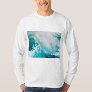 T-SHIRT VAGUES DE MER BLANCHE BLEU DANS LA TEMPÊTE
