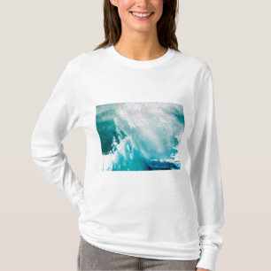 T-SHIRT VAGUES DE MER BLANCHE BLEU DANS LA TEMPÊTE