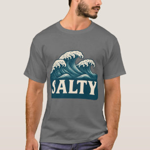 T-shirt Vagues de plage bleu sarcelle salées Vie côtière
