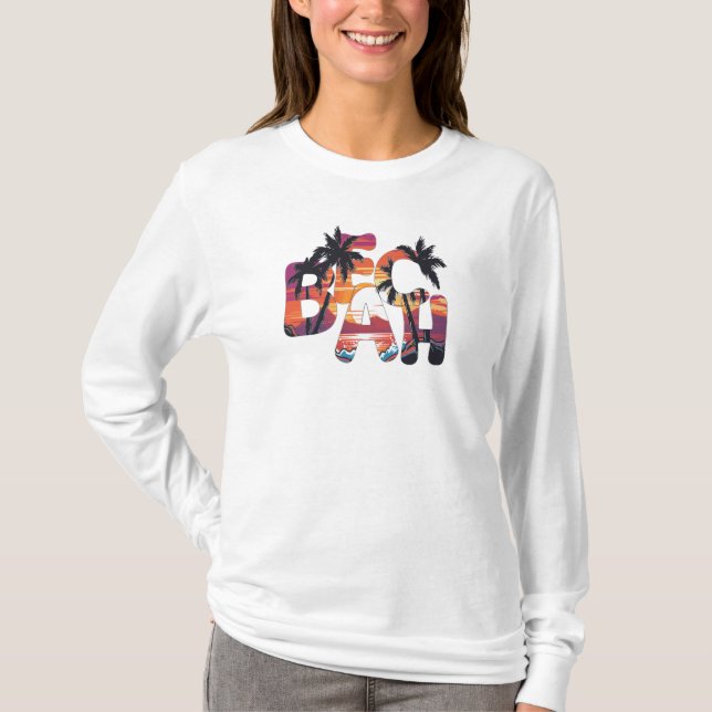 T-shirt Vagues de plage Palmiers (Devant)