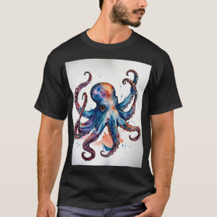 T-shirt Vagues encrées : Tatouage Aquarelle Octopus T-Shir