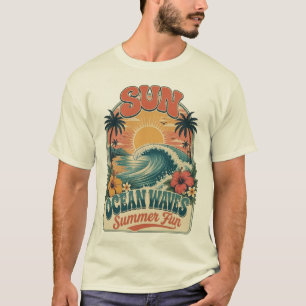 T-shirt Vagues océaniques ensoleillées Design de plage d'é