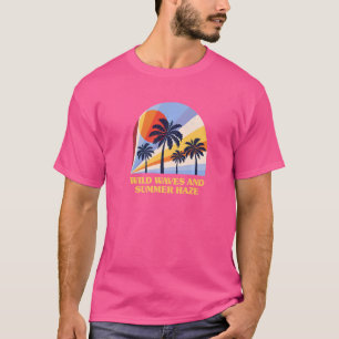 T-shirt Vagues Sauvages Et Plage De Brume D'Été Surf Ocean