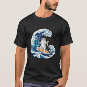 T-shirt Vagues Surf Chat Sushi Japon Sport Surfeur
