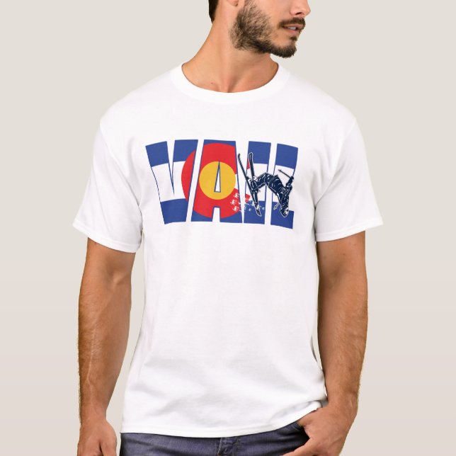 T-shirt Vail Colorado Avec Ski De Neige (Devant)