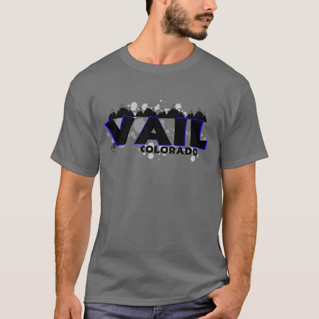 T-shirt Vail grunge bleu au néon le Colorado (Devant)