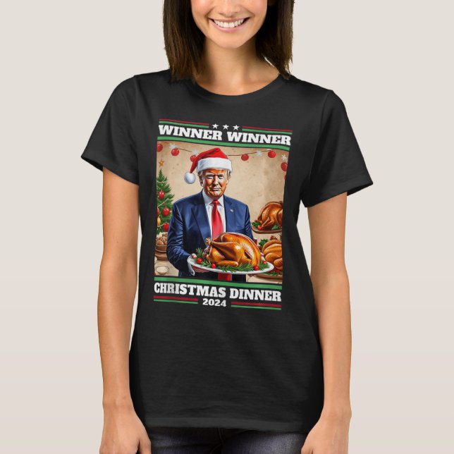 T-shirt Vainqueur de Trump Dîner de Noël à (Devant)