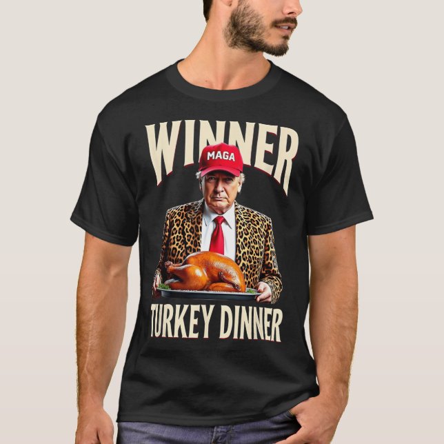 T-shirt Vainqueur du dîner Turquie Dîner Drôle Trump (Devant)