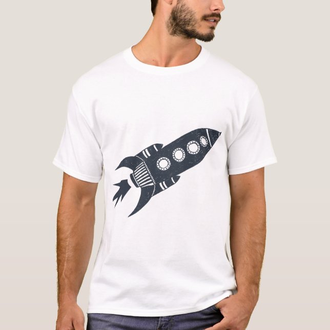 T-shirt Vaisseau fusée rétro (Devant)