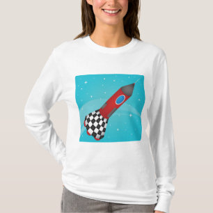 T-shirt Vaisseau Fusée Rouge Rétro dans l'Espace Galactiqu