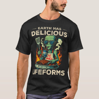 T-shirt Vaisseau Spatial Alien Ufo Barbecue Formes De Vie