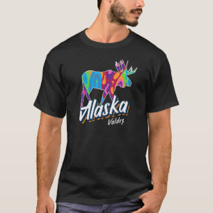 T-shirt Valdez Alaska Usa Colorée Moose Art Vacances Souv