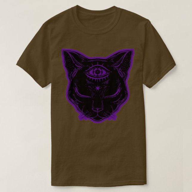 T-shirt vale de nuit de chat noir (Design devant)