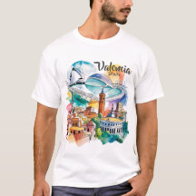 Valencia Espagne Paysage Urbain Aquarelle Voyage S