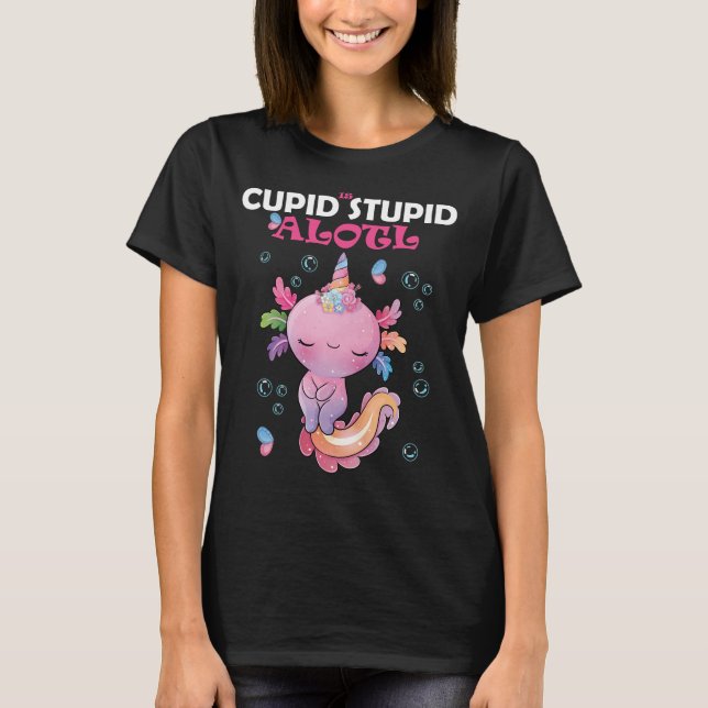 T-shirt valentin drôle axolotl rose (Devant)