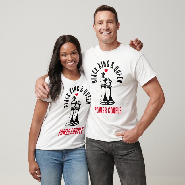 T-shirt Valentine Black KING QUEEN Power Couple (Unisexe)