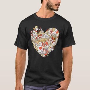 T-shirt Valentine Coeur Cupids Notes musicales Lov Cadeau 