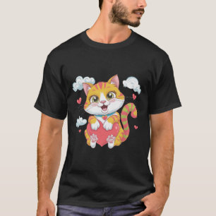 T-shirt Valentine Coeur Kitty Love Chat Rainbow Cute Chat