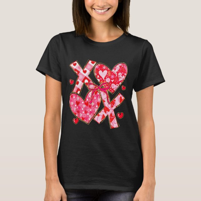 T-shirt Valentine Coquette Bow Xoxo Hearts Lover Girl Wome (Devant)