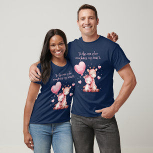 T-shirt Valentine Cute Giraffe Couple avec Amour Balloon