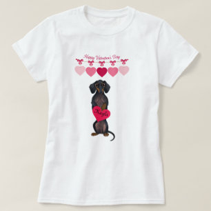 T-shirt Valentine Dachshund Chemise Customisée Deux Côtés