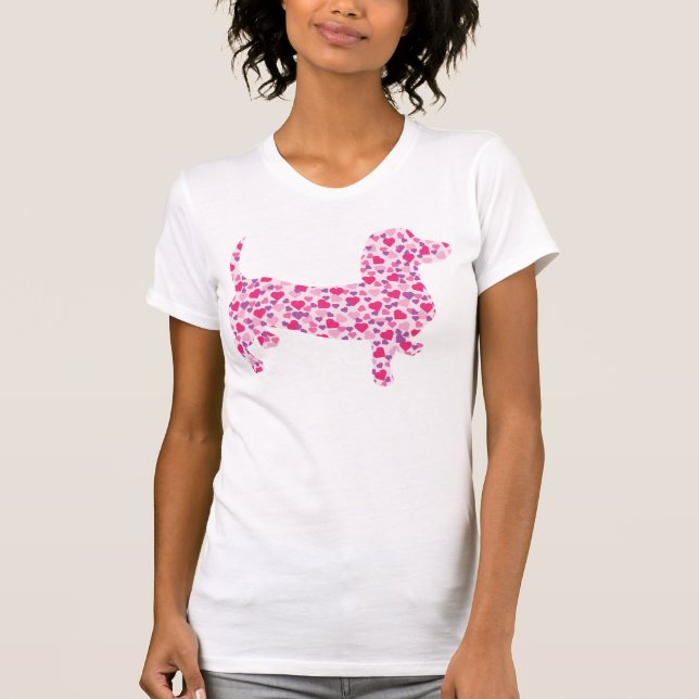 T-shirt Valentine Dachshund Hearts (Devant)
