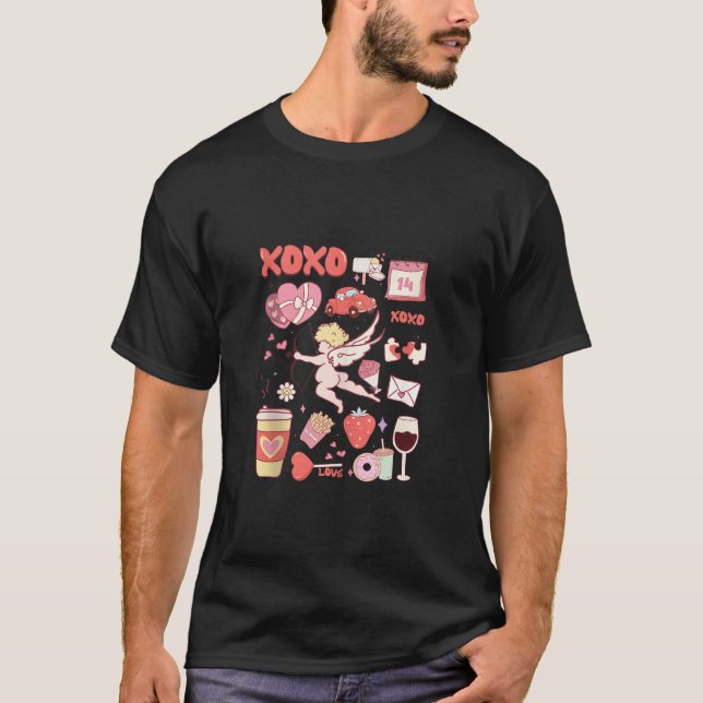T-shirt Valentine Doodles Coller Candy Cupid Vin Candy Caf (Devant)