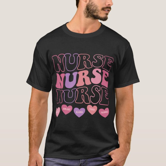 T-shirt Valentine Er Icu Nicu Rn Infirmières Femmes Retro  (Devant)