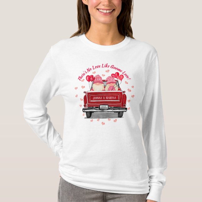 T-shirt Valentine Gnome Aimer Coeurs roses Camion Rouge Vi (Devant)
