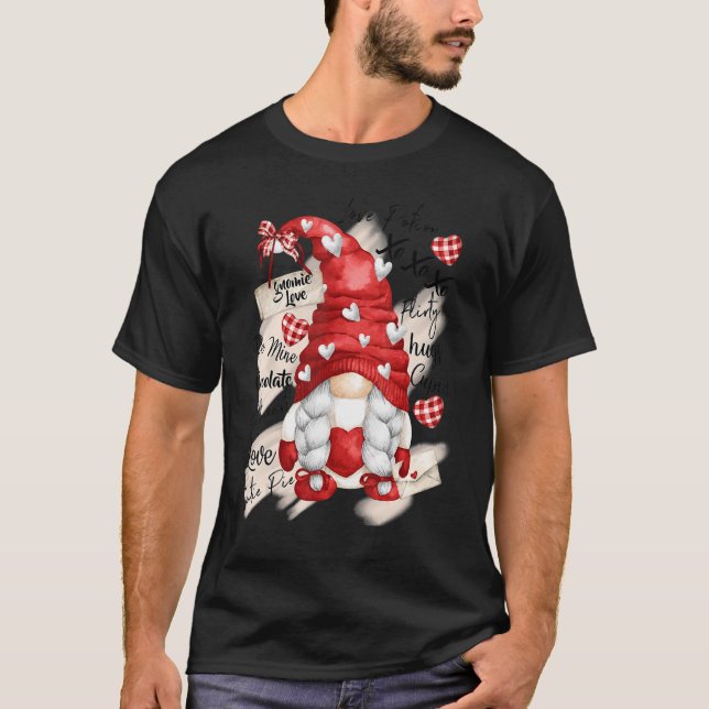 T-shirt Valentine Gnome Love Heart Happy Valentines Day (Devant)